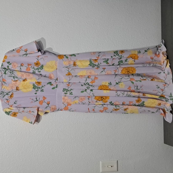 Donna Morgan Floral Printed Short Flutter Sleeve Pleated Skirt Midi Dre… - Picture 9 of 12